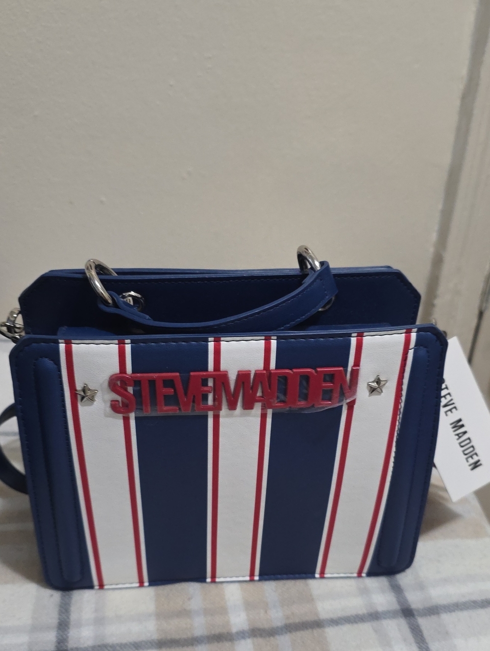 Steve Madden Blue, White & Red Striped Crossbody Bag